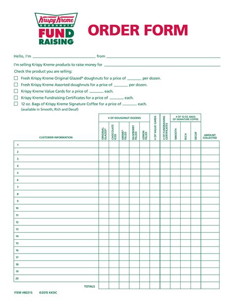 printable krispy kreme fundraiser order form